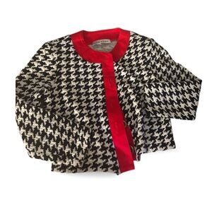 Aron Houndstooths shoulder cardigan with Red Accents